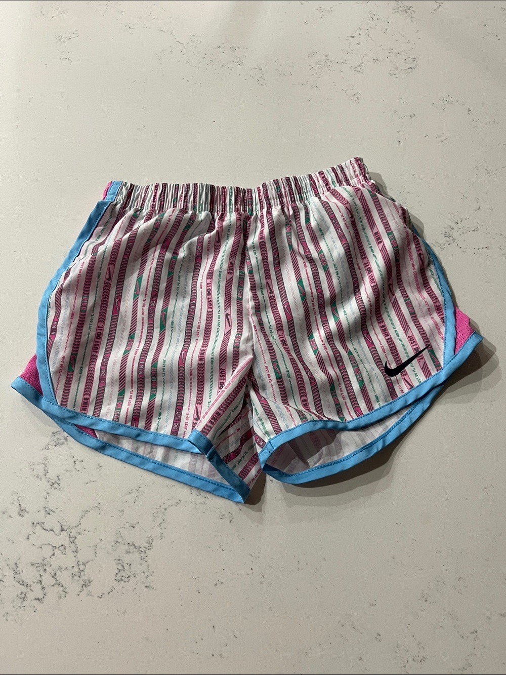 Nike Striped Pink & Light Blue Running Shorts